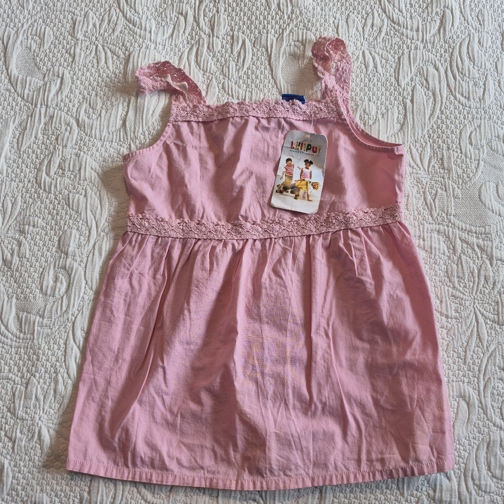 Lilliput girls size 7/8 years pink tank top full back buttons, NEW